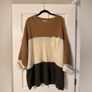 Boutique Color Block Long Sweater Size Large